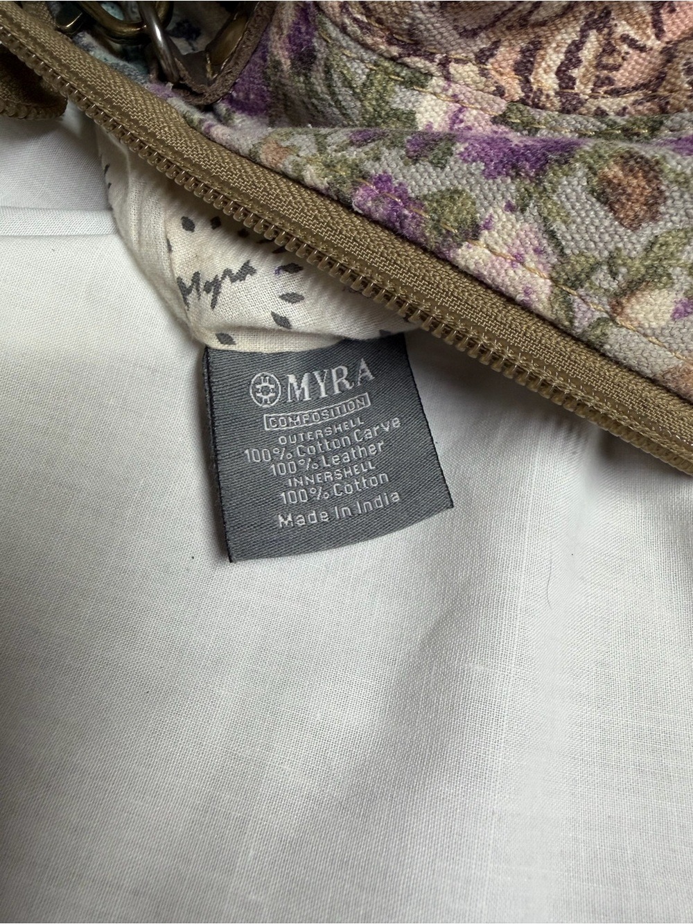 MYRA Crossbody Bag Leather Canvas Le Fleur Floral Patches Hobo Shoulder Purse - Picture 7 of 14